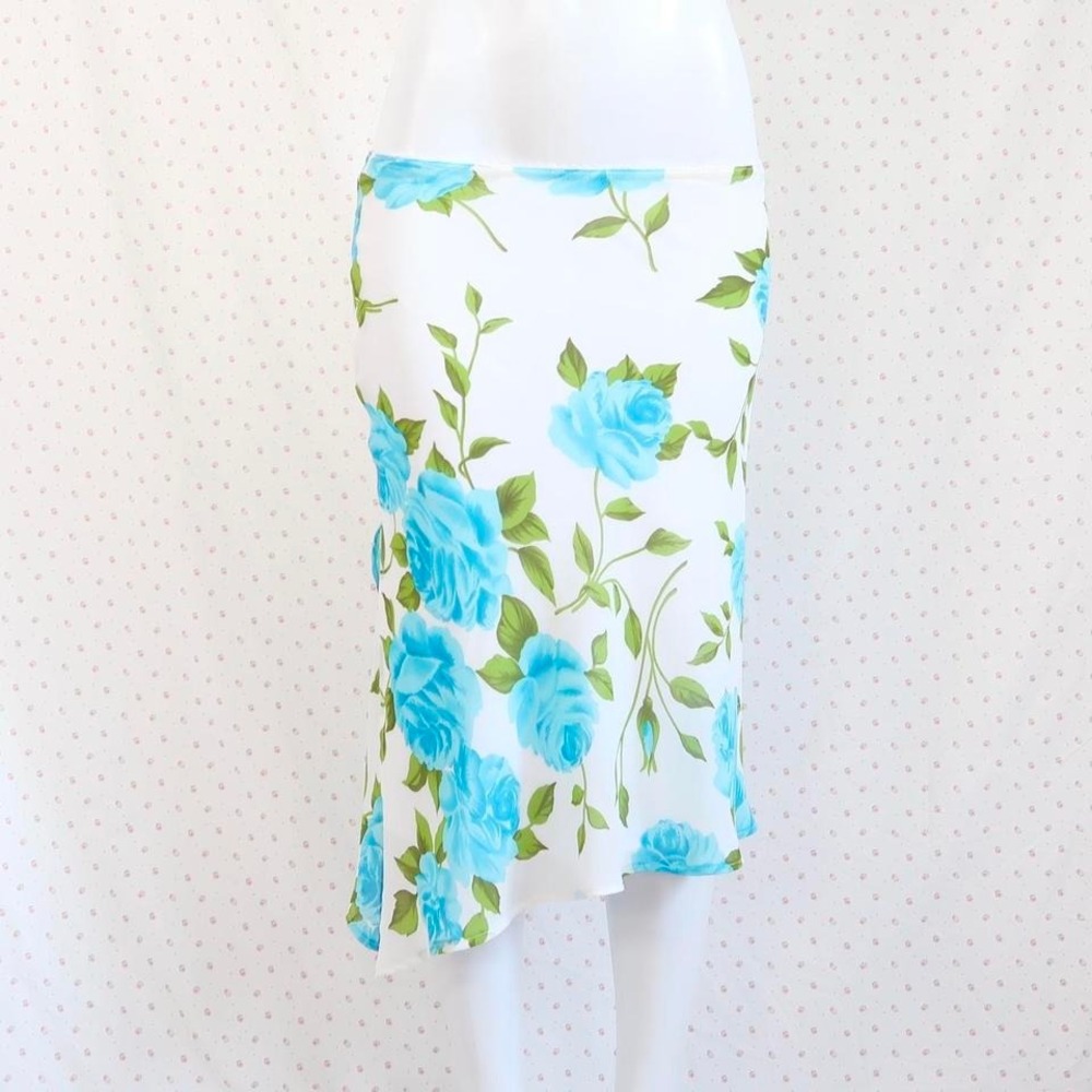 y2k fairycore floral midi skirt asymmetrical handkerchief hem whimsygoth skirt